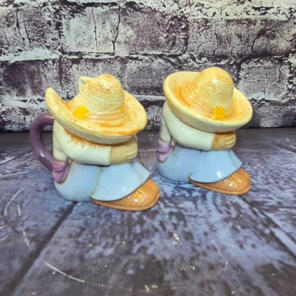 Vintage Sleeping Man with Sombrero Ceramic Sugar and Creamer